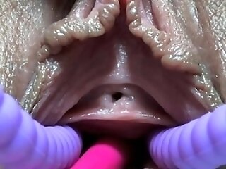 Close Up Playing Taut Shaven Cunny To The Point Of Orgasm