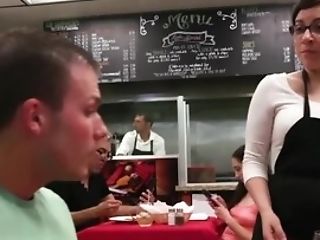 Excited School Duo Copulates On The Table In Canteen